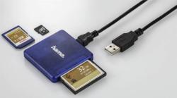 FOTOGRAFIA - Accessori - Schede di Memoria e Accessori - Lettori 0460027 Lettore USB 2.0 per SD/HC/XC, MicroSD/HC/XC, CF I e II, blu